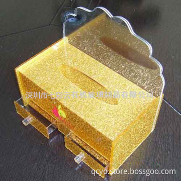 gold tissue box cover acrylic plexiglass QCY-TB-5